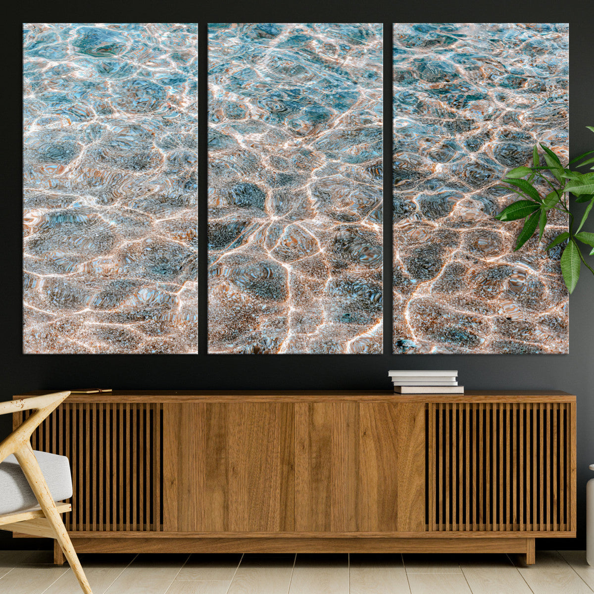 Clear Water Wall Art Canvas Print | Framed Sunlit Ocean Ripples