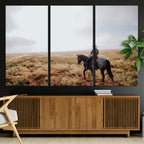 Cowboy Wall Art Canvas Print, Framed Western Rustic Ranch Scene