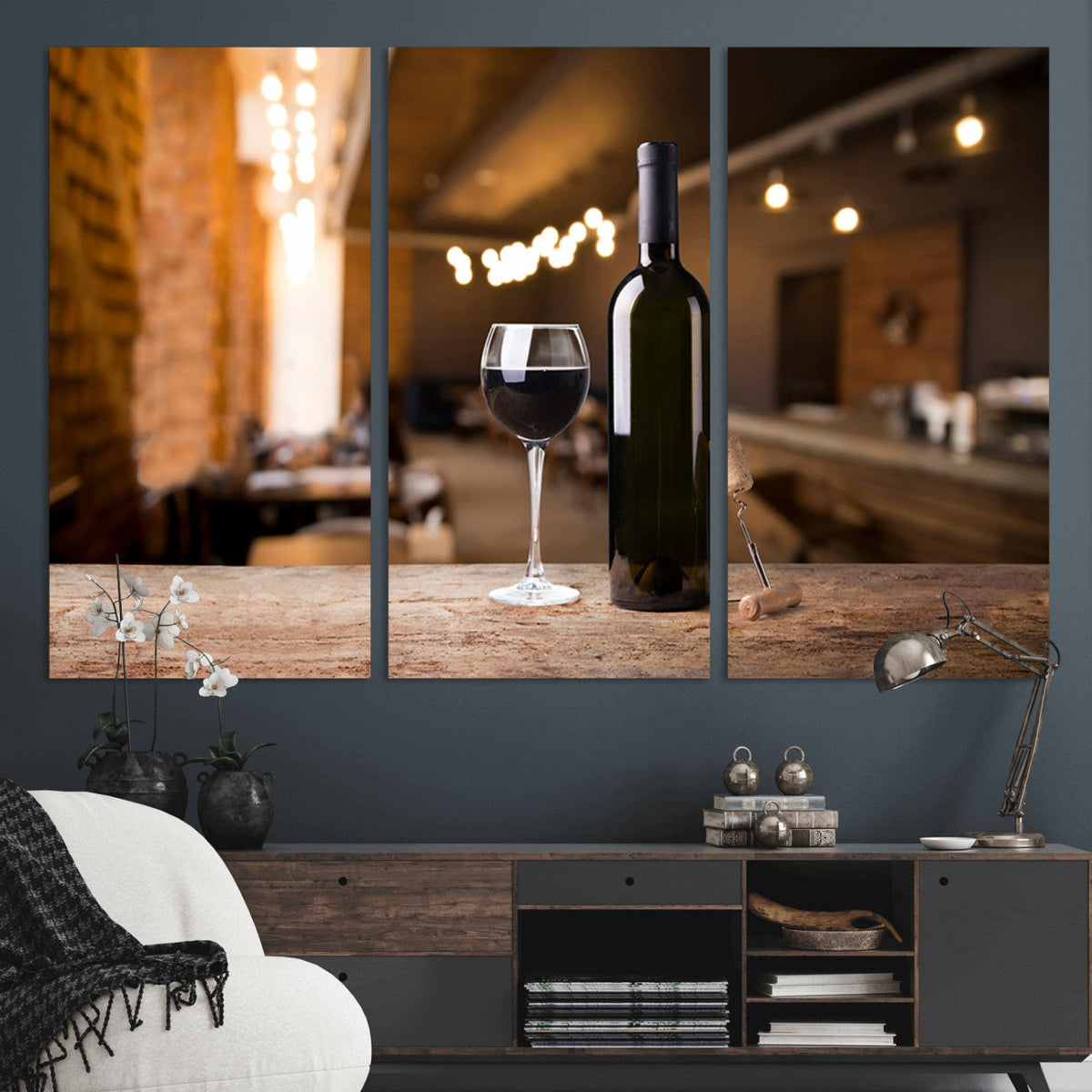 Wine and Bottle Wall Art Canvas Print