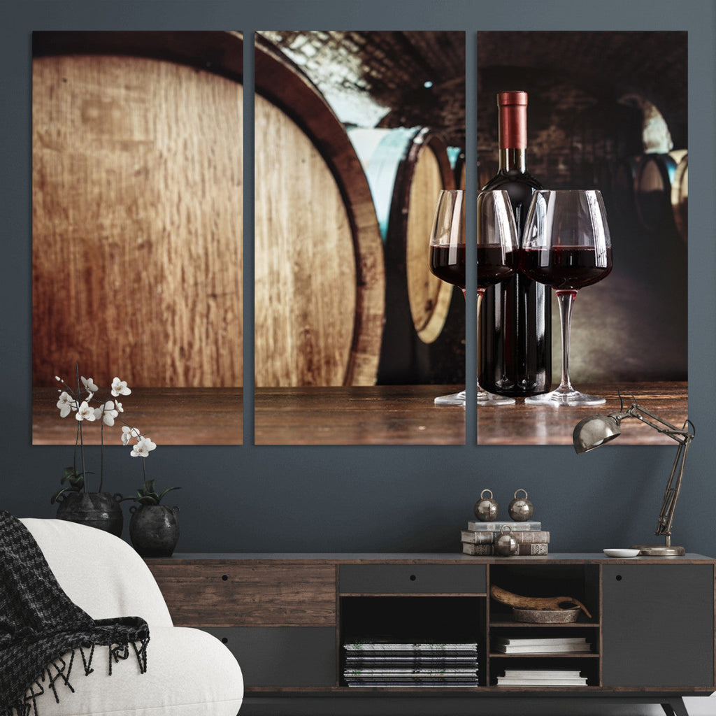Wine and Barrel Wall Art Canvas Print