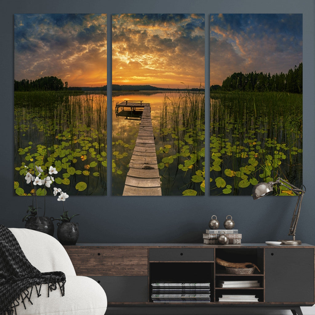 Lake and Flower Wall Art Canvas Print