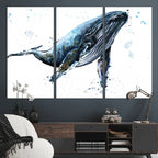 Watercolor Whale Wall Art Canvas Print