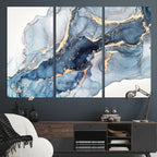 Blue Abstract Canvas Wall Art Print | Fluid Marble Effect Abstract Art