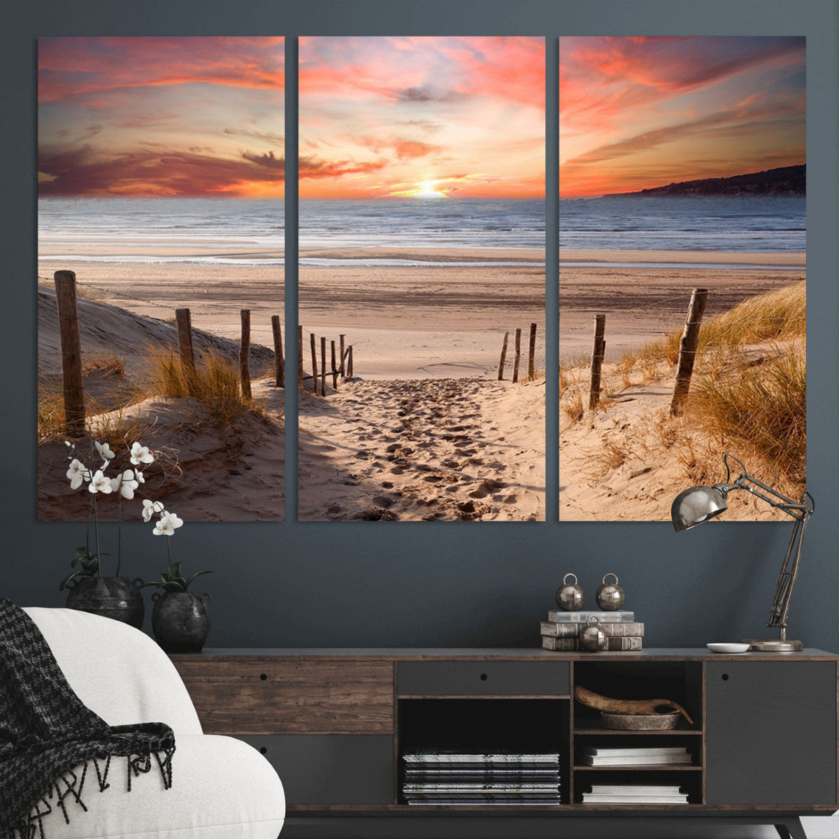 Sunset on the Sea Wall Art Canvas Print