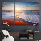 Tropical Ocean Sunset Wall Art Canvas Print, Golden Beach Horizon, Coastal Island Decor