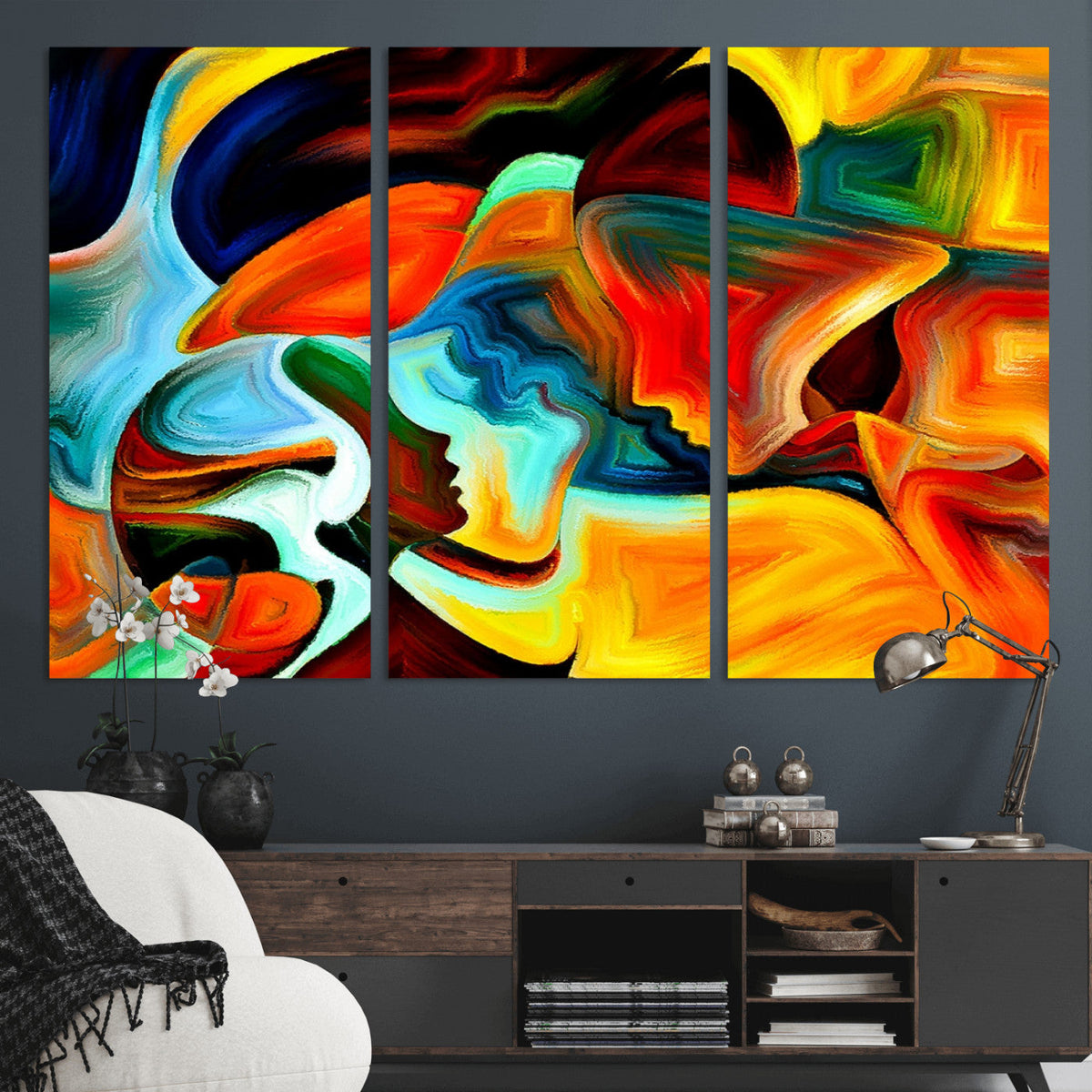 Human Love Figures Abstract Wall Art Canvas Print