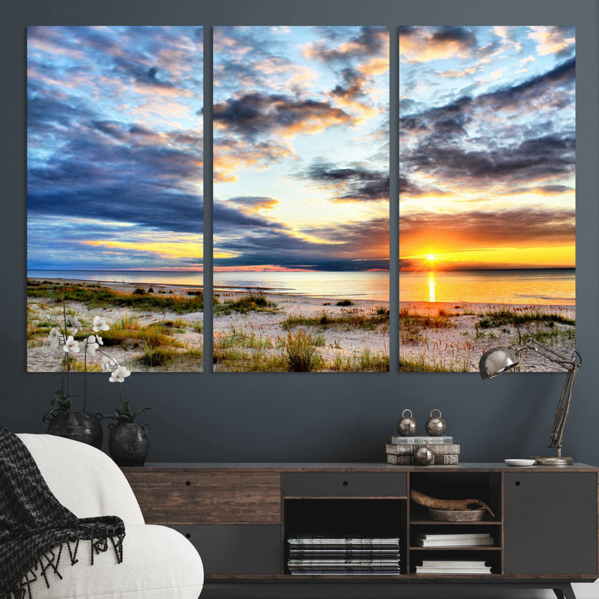 Sunset On The Ocean Wall Art Canvas Print
