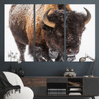 Bison Wall Art Canvas Print For Farmhouse, Wild Animal Wall Art