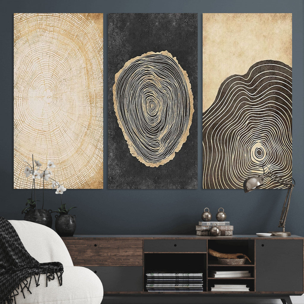 Tree Rings Canvas Wall Art Print, Minimalist Natural History in Modern Decor