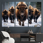 Buffalo Wall Art Canvas Print, American Bison Herd Wall Art