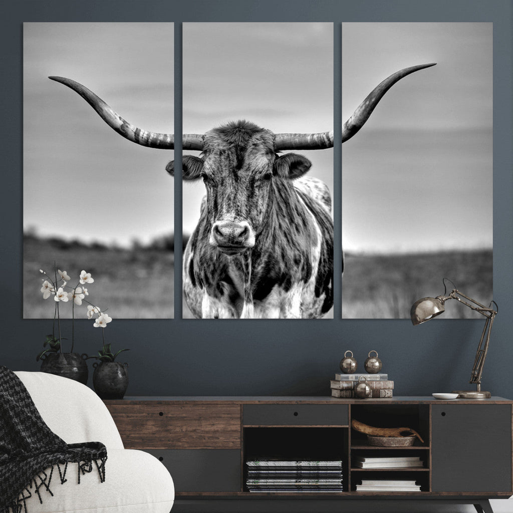 Texas Longhorn Cow Wall Art, Texas Longhorn Canvas, Cattle