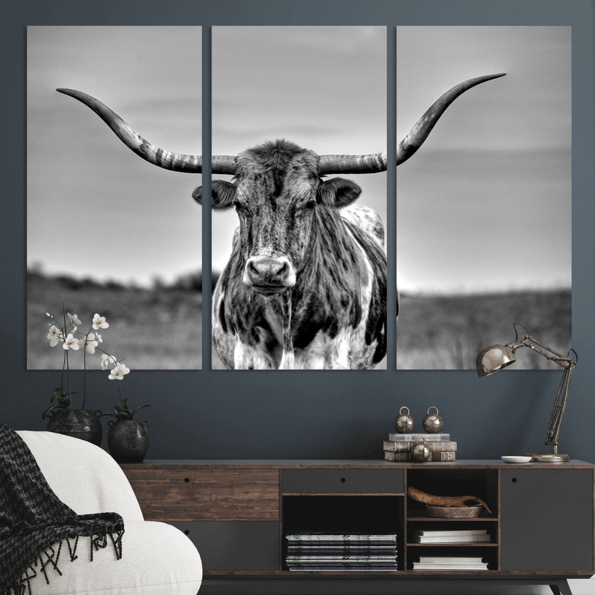 Texas Longhorn Cow Wall Art, Texas Longhorn Canvas, Cattle