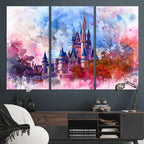 Disney Wall Art: Dreamy Watercolor Cinderella Castle Canvas Print