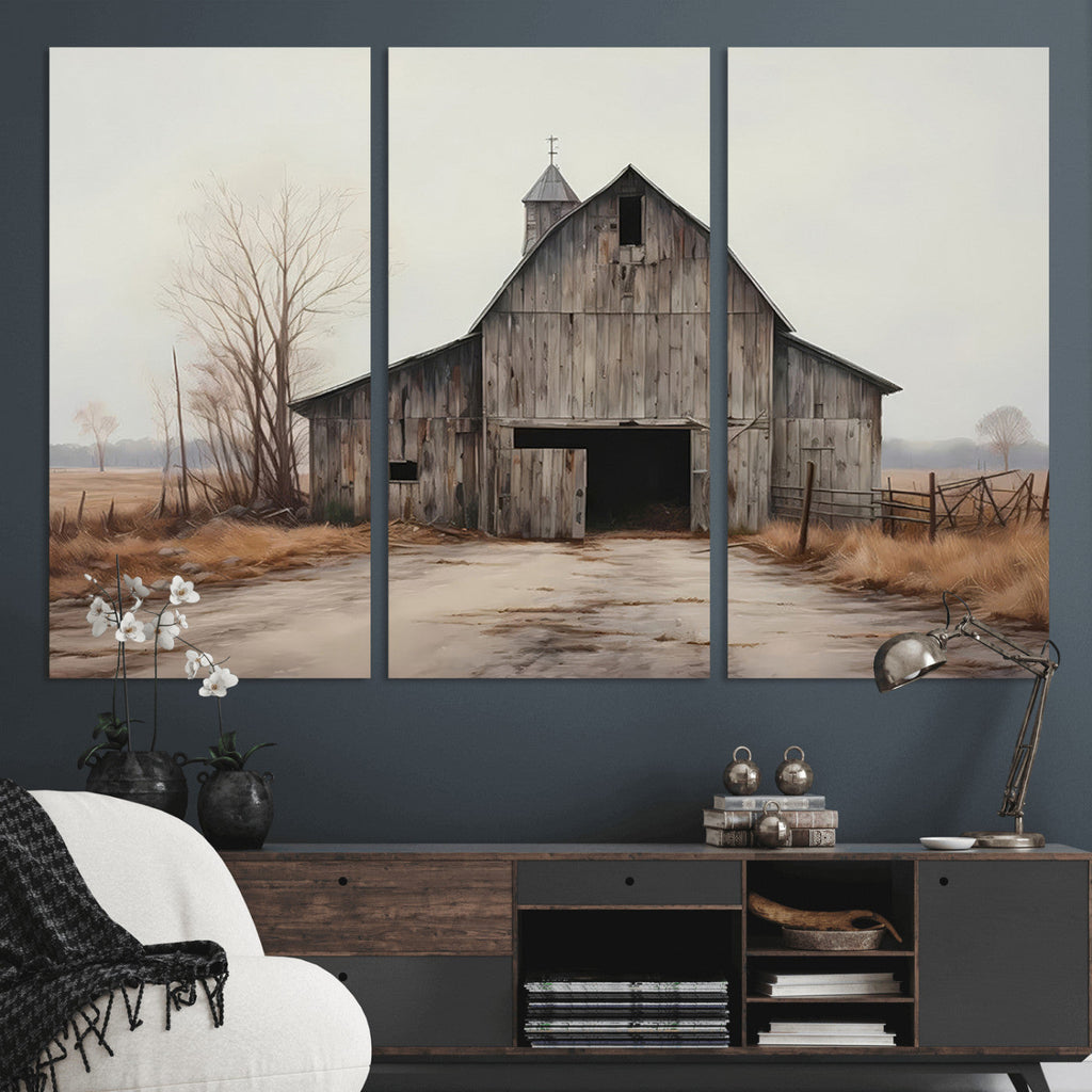 Farmhouse Rustic Barn Wall Art Canvas Print, Framed and Ready to Hang