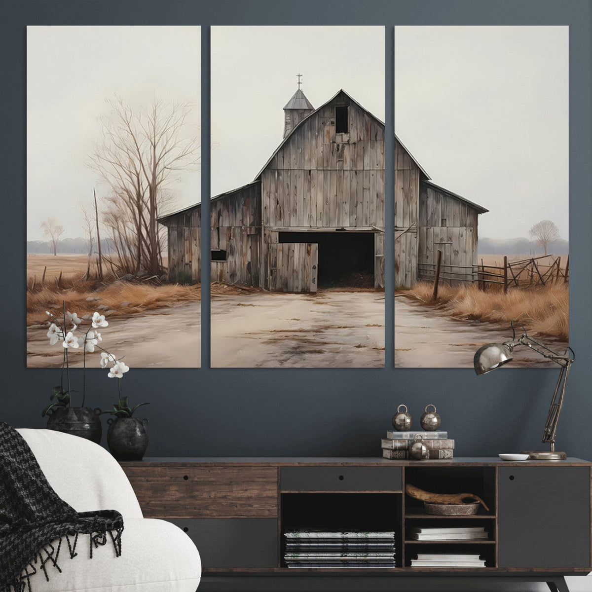 Farmhouse Rustic Barn Wall Art Canvas Print, Framed and Ready to Hang