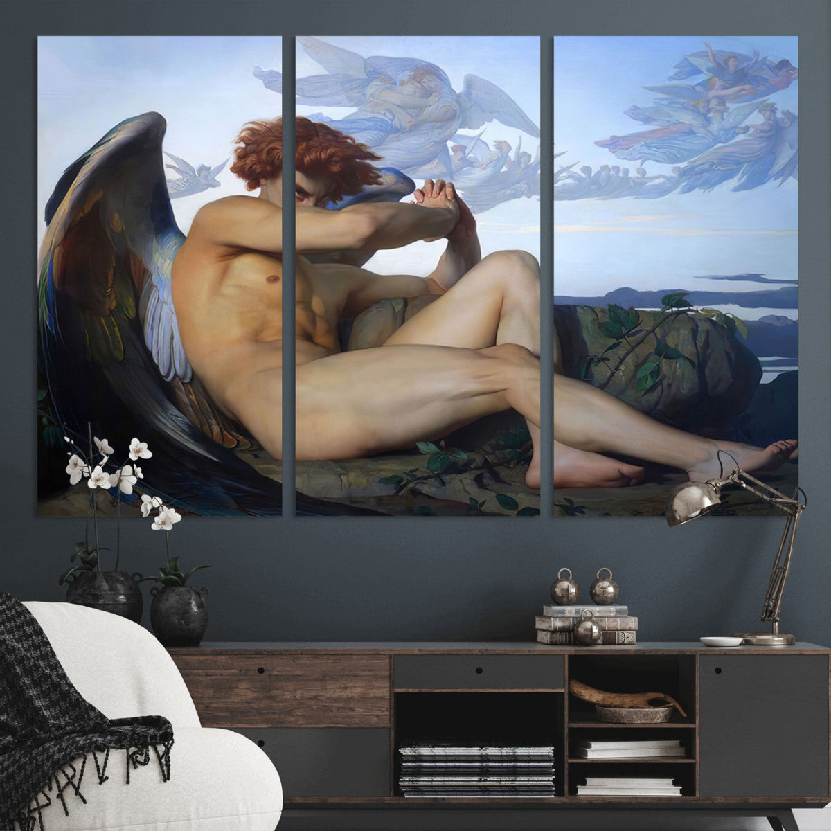 Fallen Angel Wall Art Canvas Print, Alexandre Cabanel Classic Art Reproduction