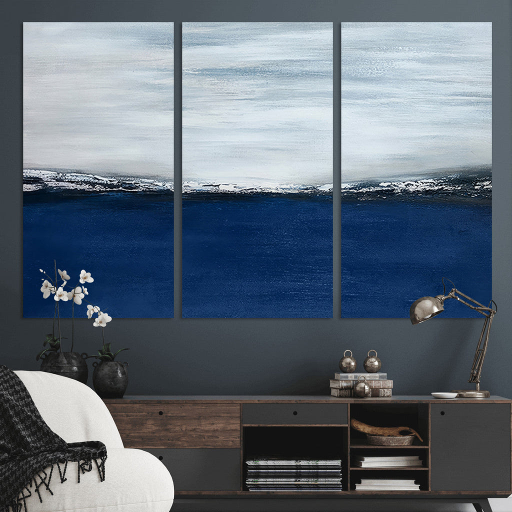 Navy Blue Abstract Wall Art Canvas Print
