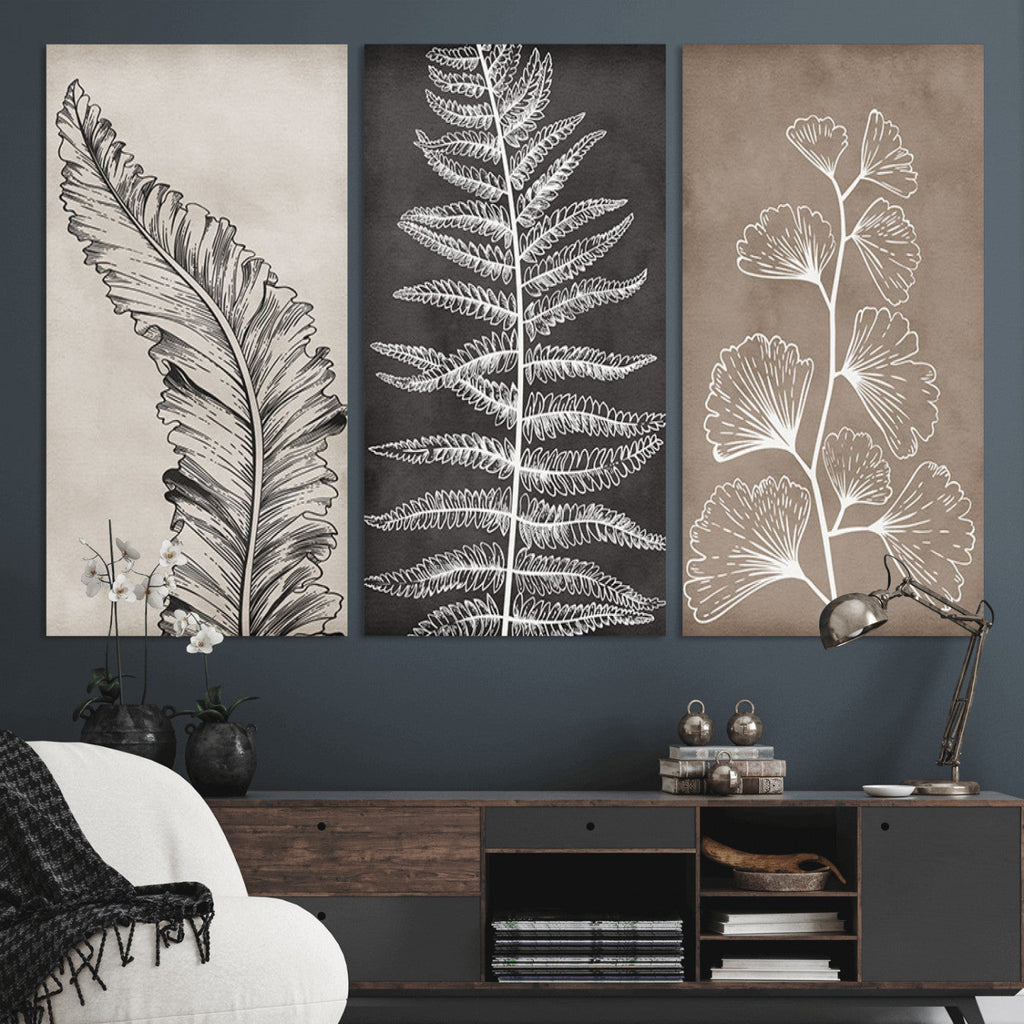 Minimalist Botanical Wall Art Canvas Print, Framed and Ready to Hang