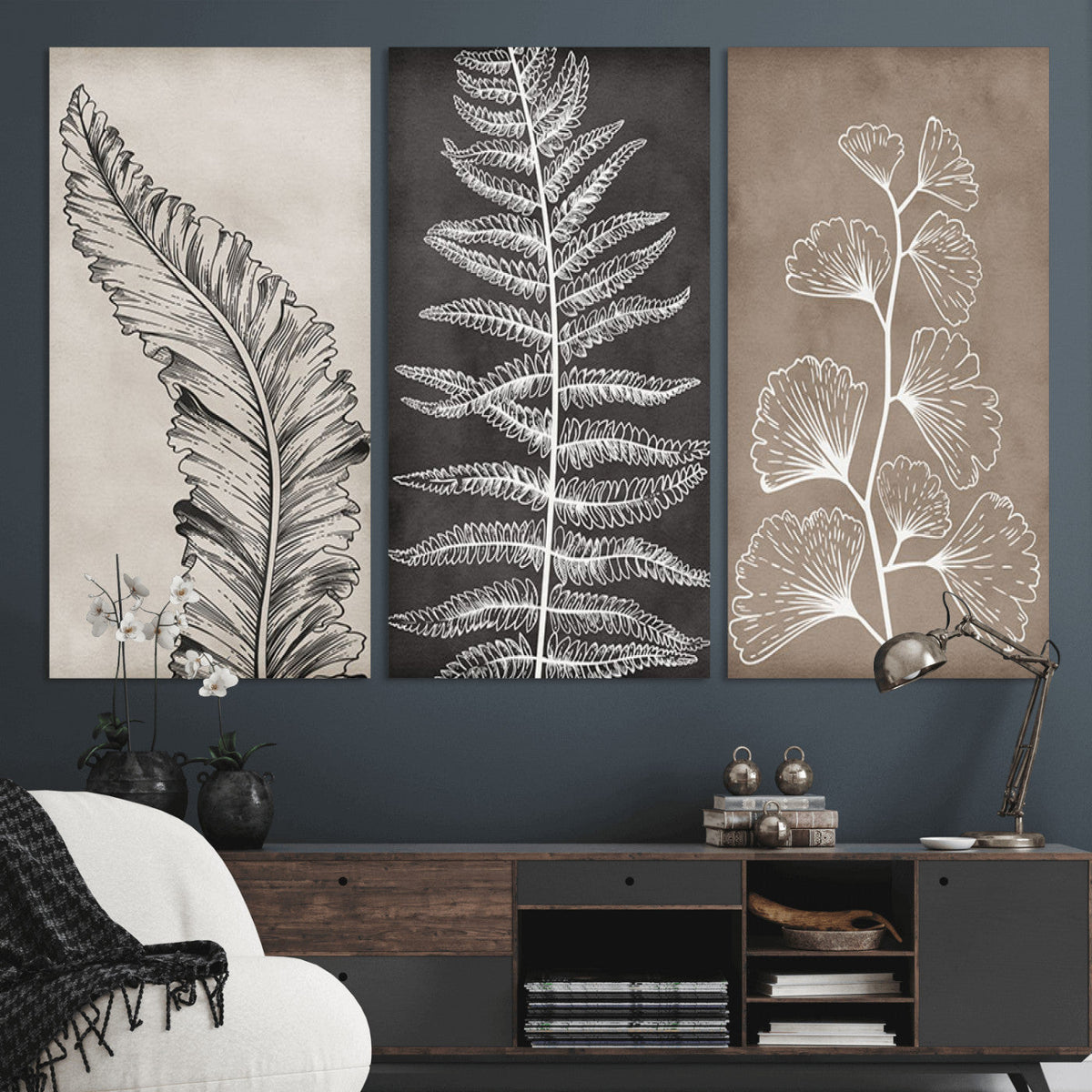 Minimalist Botanical Wall Art Canvas Print, Framed and Ready to Hang