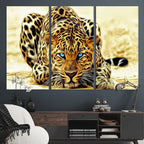 Blue-Eyed Leopard Canvas Wall Art, Framed Animal Print, Fierce and Bold Decor for Living Rooms
