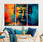 Colorful Buddha Wall Art | Framed Abstract Portrait Canvas