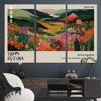 Yayoi Kusama Abstract Print, Vibrant Floral Mountain Art