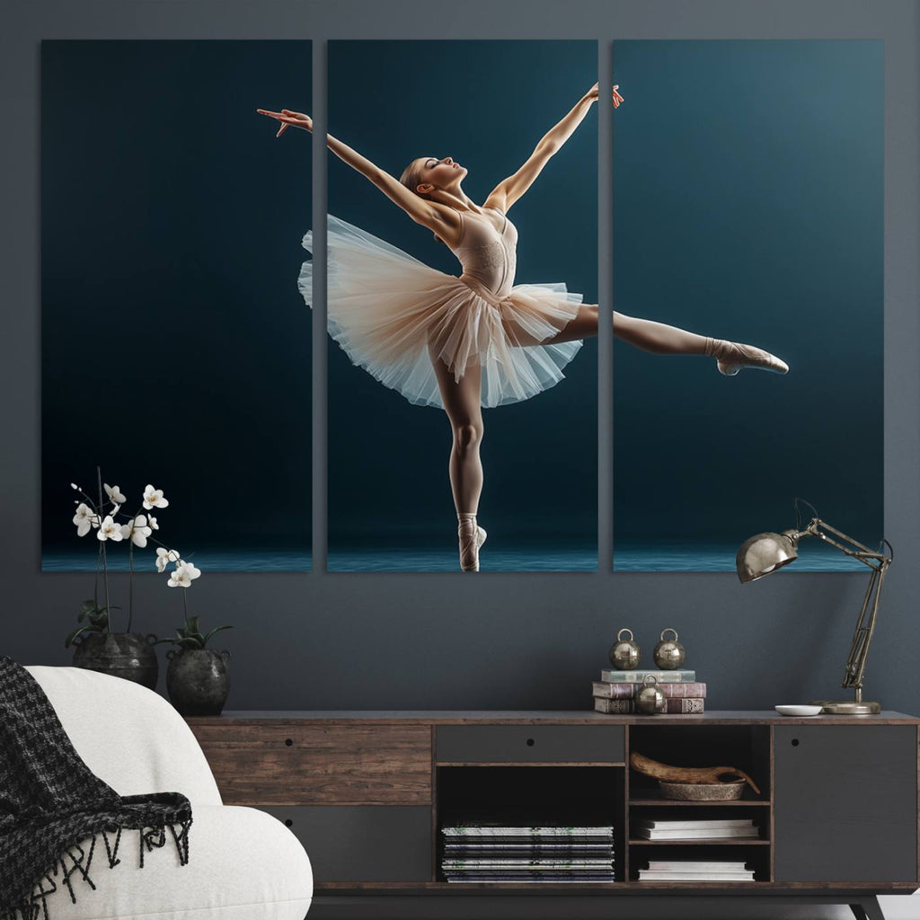 Ballet Dancer Wall Art | Framed Graceful Pose Canvas