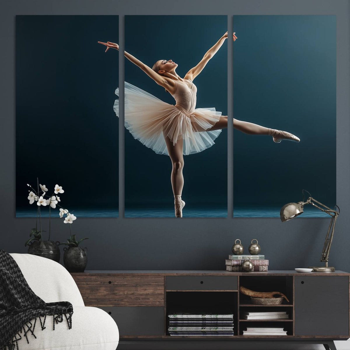 Ballet Dancer Wall Art | Framed Graceful Pose Canvas