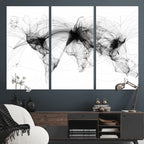 Abstract World Map Wall Art | Framed Geometric Line Canvas
