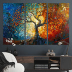 Yggdrasil Tree of Life Mosaic Stained Glass Wall Art Canvas Print
