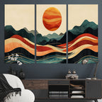 Mountain Triptych Wall Art Canvas Print | Western Boho Pine Tree Nature Print