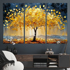 Golden Autumn Tree Wall Art | Framed Fall Leaves Canvas