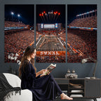 Texas Stadium Night Game Wall Art Canvas Print, Vibrant Football Fireworks Scene