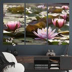 Lotus Flower Wall Art Canvas Print, Water Lily Large Wall Art for Yoga Room Decor