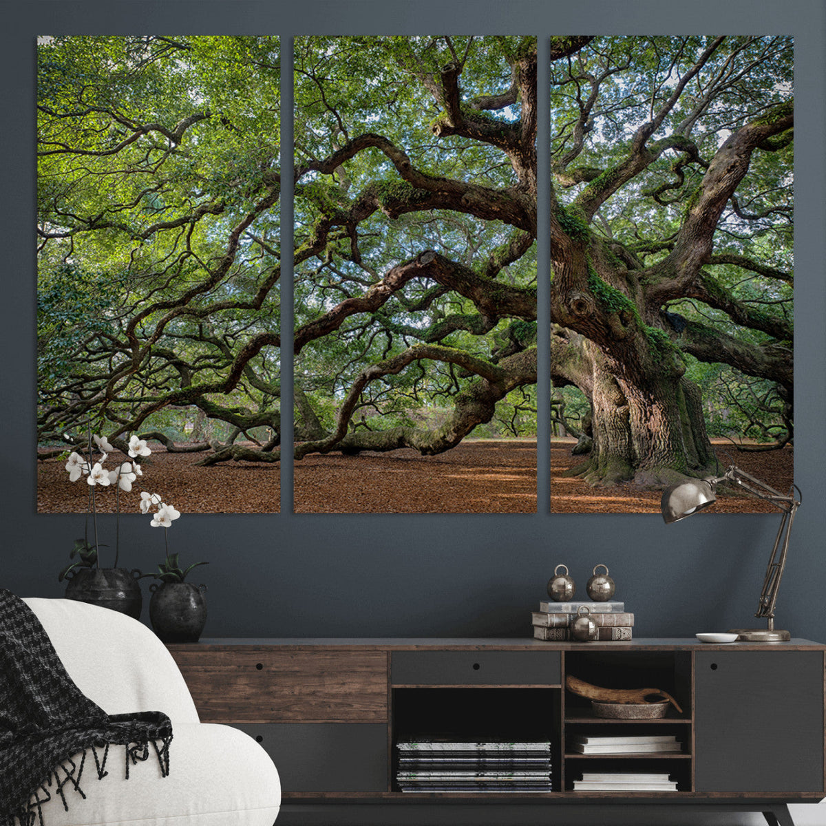 Historic Tree Wall Art | Framed Mossy Branch Canvas Artwork