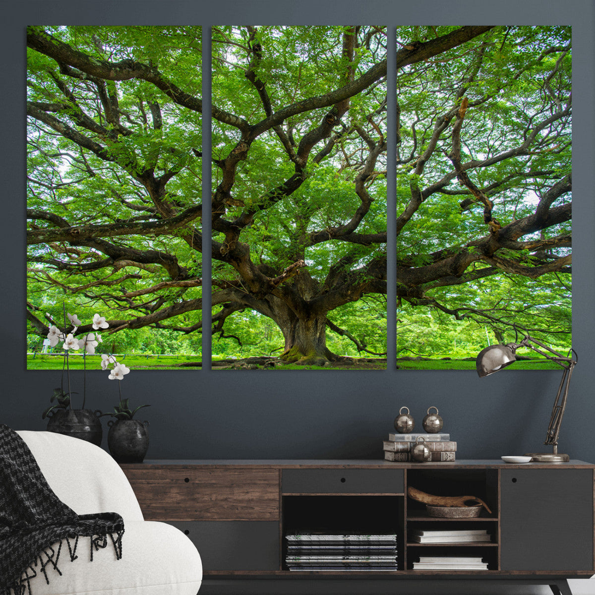 Ancient Tree Wall Art Canvas Print, Framed Sprawling Branches