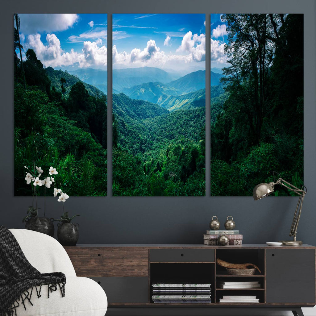 Tropical Jungle Wall Art Canvas Print | Framed Lush Valley