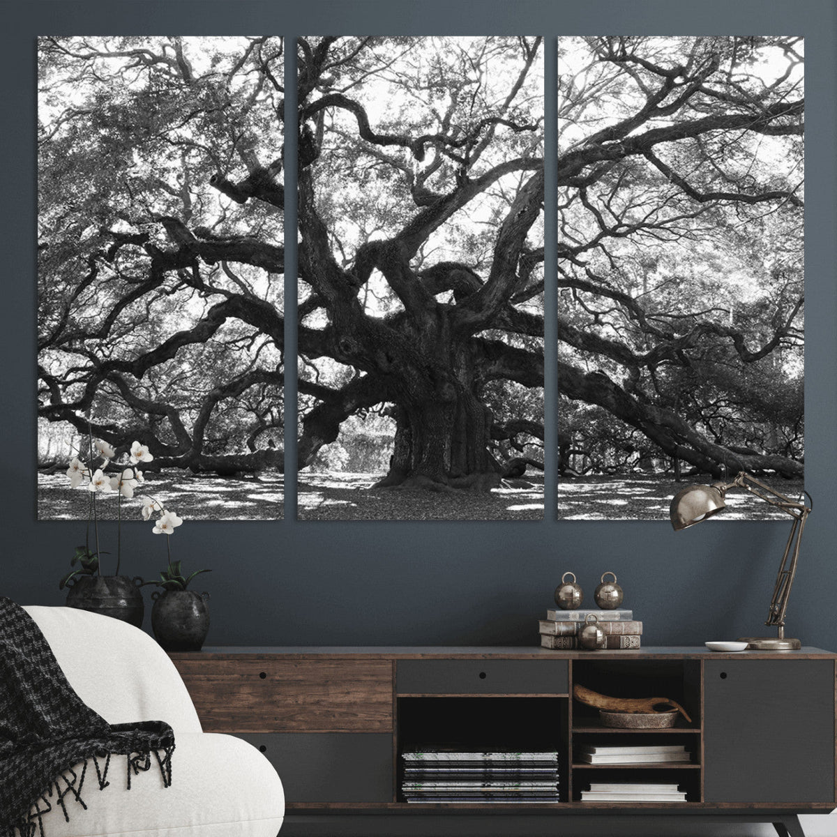 Ancient Oak Wall Art Canvas Print | Gnarled Tree with Twisted Branches
