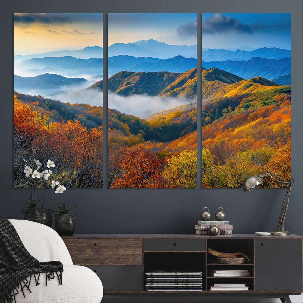 Autumn Mountains Wall Art, Vibrant Fall Foliage Landscape