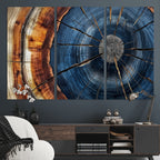 Framed Abstract Tree Ring Wall Art Print, Natural Rustic Wood Grain Canvas Print