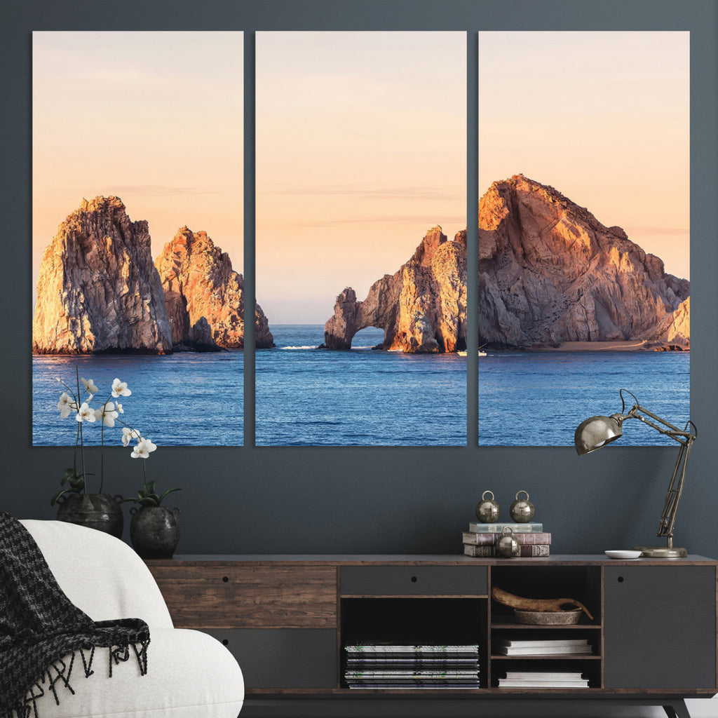 El Arco Wall Art Canvas Print, Framed Cabo San Lucas Ocean Arch Coastal Art