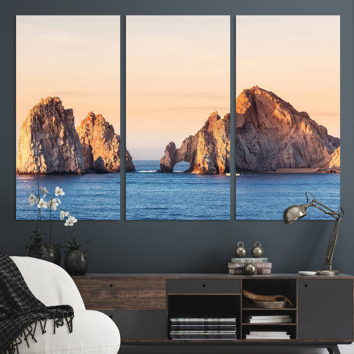 El Arco Wall Art Canvas Print, Framed Cabo San Lucas Ocean Arch Coastal Art