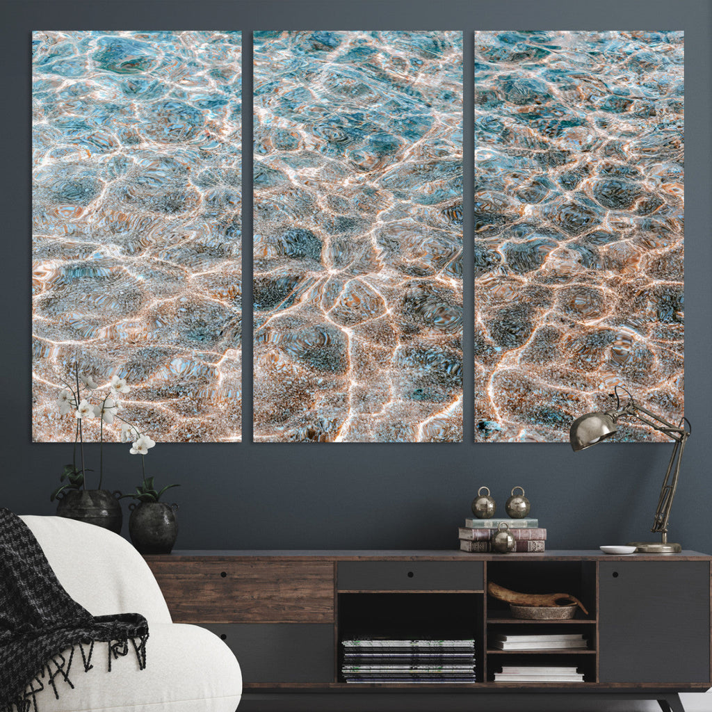 Clear Water Wall Art Canvas Print | Framed Sunlit Ocean Ripples