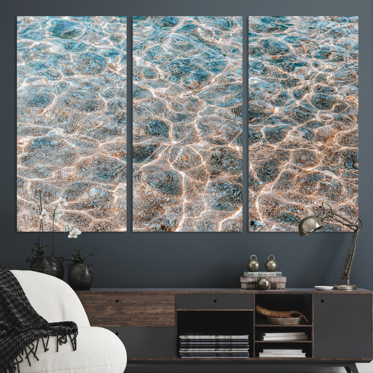 Clear Water Wall Art Canvas Print | Framed Sunlit Ocean Ripples