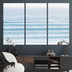 Ocean Wave Surfer Wall Art | Framed Minimal Seascape Canvas