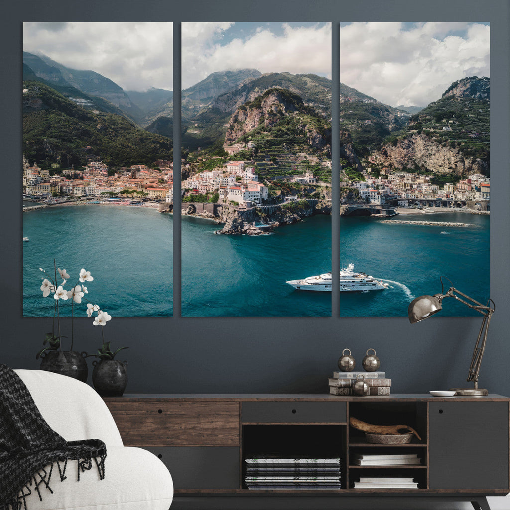 Amalfi Coast Wall Art | Framed Italian Seaside Canvas
