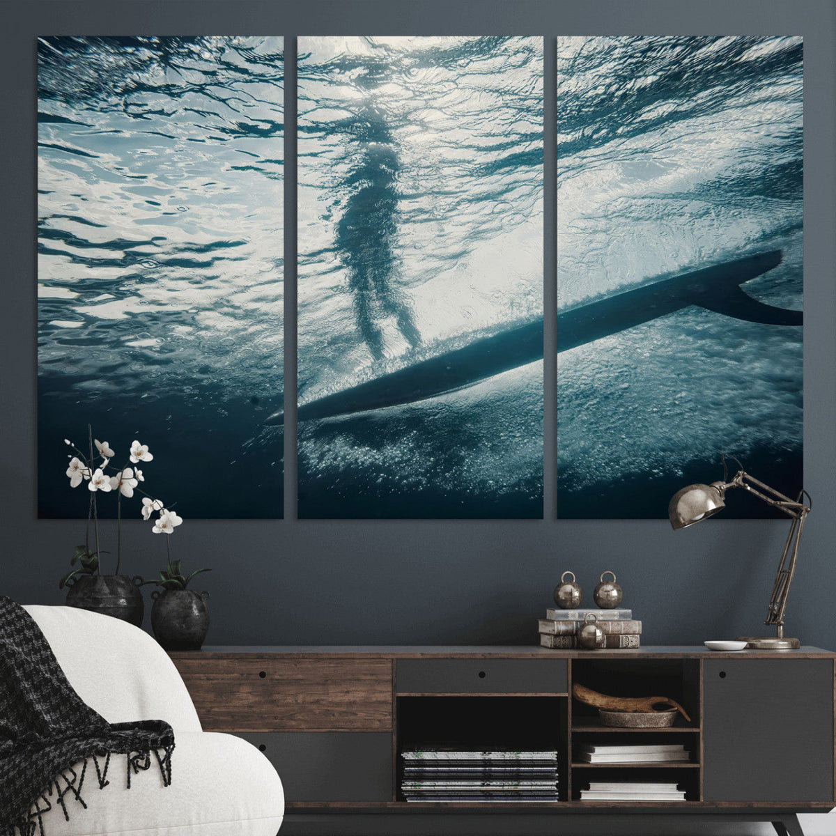 Underwater Surf Wall Art | Framed Ocean Wave Canvas Artwork