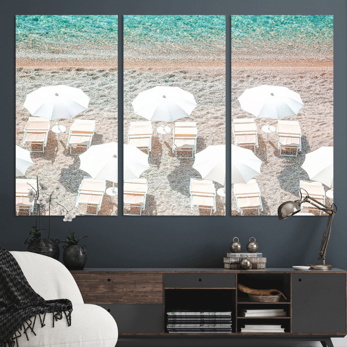 Calm Beach Wall Art | Framed Turquoise Water Canvas Artwork