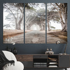 Cypress Tunnel Wall Art | Framed Misty Road Canvas Artwork