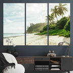 Relaxing Beach Wall Art Canvas Print, Framed Ocean View Coastal Serenity